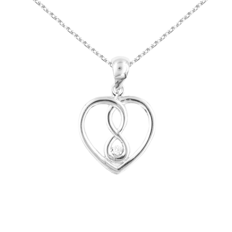 Collier Coeur Infini Pendentif Or Blanc Et Diamant Femme 69 99