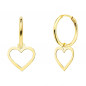 Boucles d'Oreilles Créoles Or 18 Carats 750/000 Jaune - Charms Coeurs Pendants