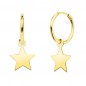 Boucles d'Oreilles Créoles Or 18 Carats 750/000 Jaune - Charms Etoiles Pendantes