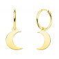 Boucles d'Oreilles Créoles Or 18 Carats 750/000 Jaune - Charms Lune Pendantes