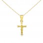 Collier - Médaille Croix Or 18 Carats 750/000 - Christ sur la Croix - Chaine Dorée