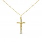 Collier - Médaille Croix Or 18 Carats 750/000 - Christ sur la Croix - Chaine Dorée