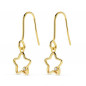 Boucles d'Oreilles Or 18 Carats 750/000 Jaune - Motif Etoiles Pendantes