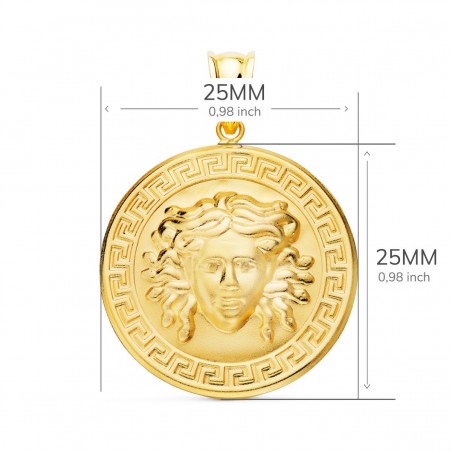 Pendentif - Médaille Or 18 Carats 750/000 Médusa - Chaine Dorée Offerte