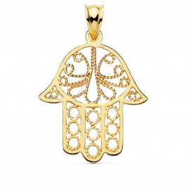 Pendentif - Médaille Or 18 Carats 750/000 Main de Fatma - Chaine Dorée Offerte