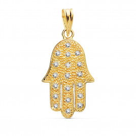 Pendentif - Médaille Or 18 Carats 750/000 Main de Fatma - Chaine Dorée Offerte