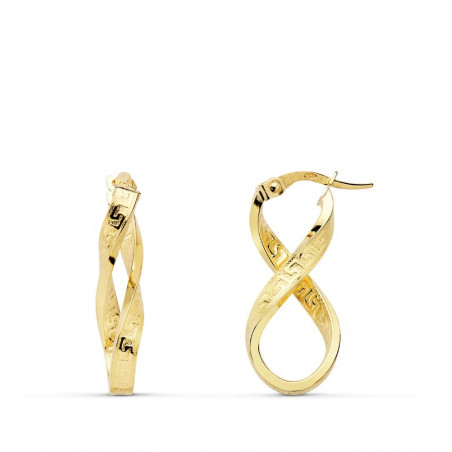 Créoles Or 18 Carats 750/000 Jaune - Motifs Grecques Infini Infinity