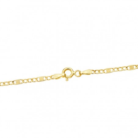 Collier Chaine Or 18 Carats 750/000 Jaune Maille Alternée Figaro - 45cm