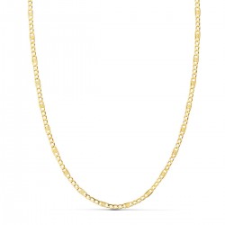Collier Chaine Or 18 Carats 750/000 Jaune Maille Alternée Figaro - 45cm