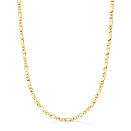 Collier Chaine Or 18 Carats 750/000 Jaune Maille Alternée Figaro - 60cm