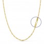 Collier Chaine Or 18 Carats 750/000 Jaune Maille Alternée Figaro - 60cm