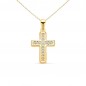 Collier - Médaille Croix Or 18 Carats 750/000 Jaune et Zirconiums - Chaine Dorée