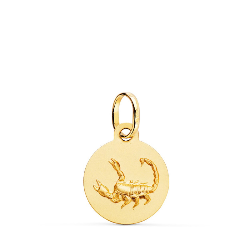 Pendentif Médaille Or 18 Carats 750 - Constellation Zodiaque Scorpion - Chaine et Gravure Offertes