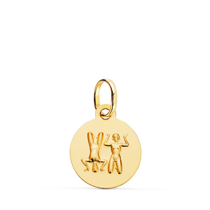 Pendentif Médaille Or 18 Carats 750 Jaune - Zodiaque Gémeaux - Chaine et Gravure Offertes