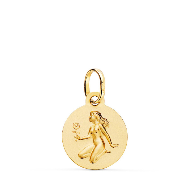 Pendentif Médaille Or 18 Carats 750 Jaune - Constellation Zodiaque Vierge - Chaine et Gravure Offertes