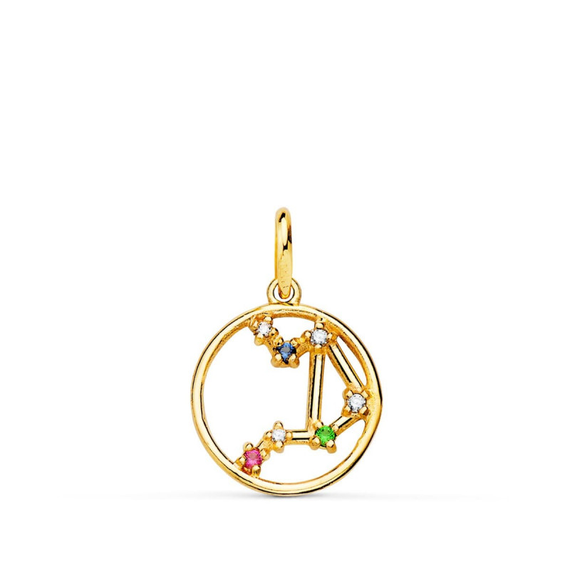 Pendentif Médaille Or 18 Carats 750 Jaune - Constellation Zodiaque Balance - Chaine Offerte