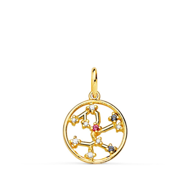 Pendentif Médaille Or 18 Carats 750 Jaune - Constellation Zodiaque Sagittaire - Chaine Offerte