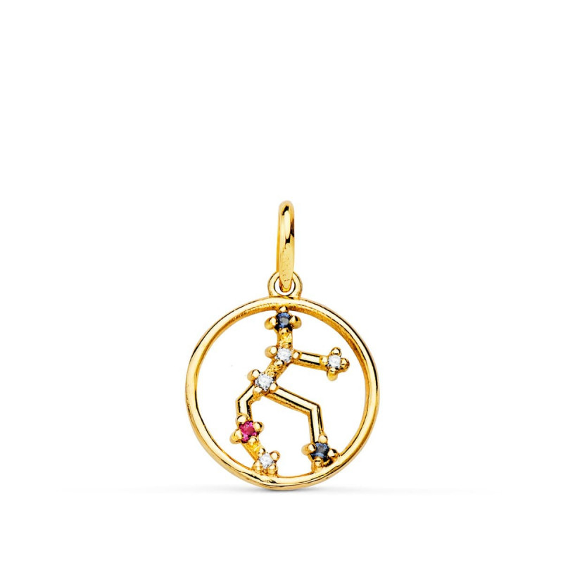 Pendentif Médaille Or 18 Carats 750 Jaune - Constellation Zodiaque Vierge - Chaine Offerte