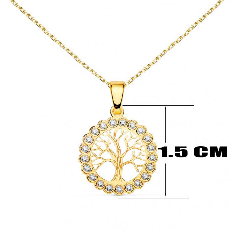 Collier - Pendentif Or 18 Carats 750/000 Arbre de Vie - Chaine Dorée