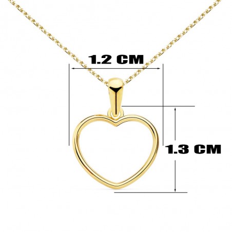 Collier - Pendentif Or 18 Carats 750/000 Jaune - Coeur - Chaine Dorée