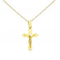 Collier - Médaille Or 18 Carats 750/000 Jaune - Christ sur la Croix - Chaine Dorée