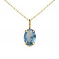 Collier - Pendentif Or Jaune 18 Carats 750/000 - Zirconium Bleu Topaze - Chaine Dorée