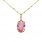 Collier - Pendentif Or Jaune 18 Carats 750/000 - Zirconium Rose - Chaine Dorée