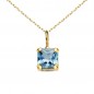 Collier - Pendentif Or Jaune 18 Carats 750/000 - Zirconium Bleu Topaze - Chaine Dorée