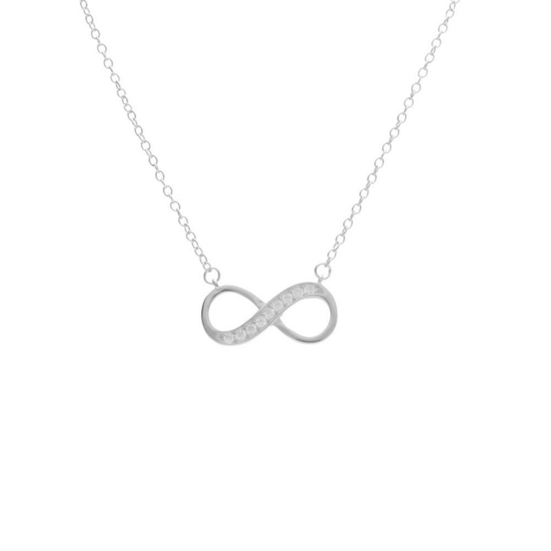 Collier Argent 925/000 Rhodié - Motif Infini Serti de Zirconiums