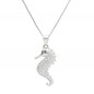 Collier Argent 925/000 Rhodié - Hippocampe Pavé de Zirconiums