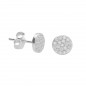 Boucles d'Oreilles Argent 925/000 Rhodié - Motif Rond Pavé de Zirconiums