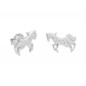 Boucles d'Oreilles Argent 925/000 Rhodié - Cheval Pavé de Zirconiums