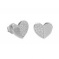 Boucles d'Oreilles Argent 925/000 Rhodié - Coeur Pavé de Zirconiums