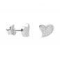 Boucles d'Oreilles Argent 925/000 Rhodié - Coeur Pavé de Zirconiums