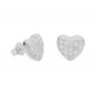 Boucles d'Oreilles Argent 925/000 Rhodié - Coeur Pavé de Zirconiums