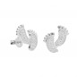 Boucles d'Oreilles Argent 925/000 Rhodié - Motif Pieds Pavés de Zirconiums