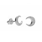 Boucles d'Oreilles Argent 925/000 Rhodié - Croissant de Lune Pavé de Zirconiums