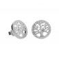 Boucles d'Oreilles Argent 925/000 Rhodié - Arbre de Vie Pavé de Zirconiums