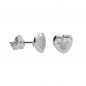 Boucles d'Oreilles Argent 925/000 Rhodié - Coeur Serti d'un Zirconium