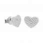 Boucles d'Oreilles Argent 925/000 Rhodié - Coeur Pavé de Zirconiums