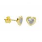 Boucles d'Oreilles Argent 925/000 Doré - Coeur Serti d'un Zirconium