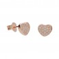 Boucles d'Oreilles Argent 925/000 Rose Gold - Coeur Pavé de Zirconiums