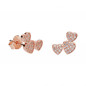 Boucles d'Oreilles Argent 925/000 Rose Gold - Coeurs Pavés de Zirconiums