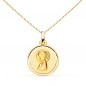 Collier - Médaille Marie Jeune Or Jaune - Chaîne Dorée - Gravure Offerte