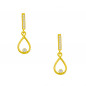 Boucles d'Oreilles Or Jaune - Goutte et Pendant Sertis de Zirconiums