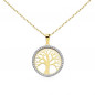 Collier - Pendentif Or 18 Carats 750/000 Jaune - Arbre de Vie Serti de Zirconiums - Chaine Dorée