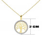 Collier - Pendentif Or 18 Carats 750/000 Jaune - Arbre de Vie Serti de Zirconiums - Chaine Dorée