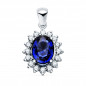 Pendentif Or 18 Carats 750/000 Blanc Saphir Bleu et Diamants