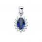 Pendentif Or 18 Carats 750/000 Blanc Saphir Bleu et Diamants