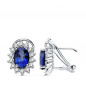 Boucles d'Oreilles Saphirs et Diamants - Or 18 Carats 750/000 Blanc